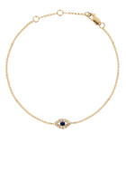 Mini Evil Eye Bracelet, 14k Yellow Gold with Blue Sapphire & Diamond